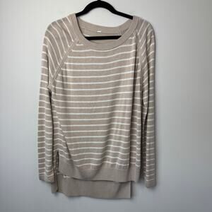 Lululemon Women's Post Savasana Pullover Heathered Cashew & White Size 8